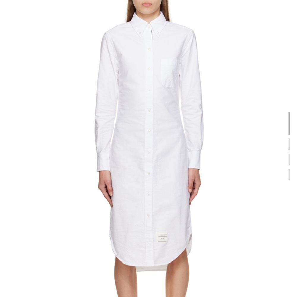 Thom browne white classic oxford midi dress